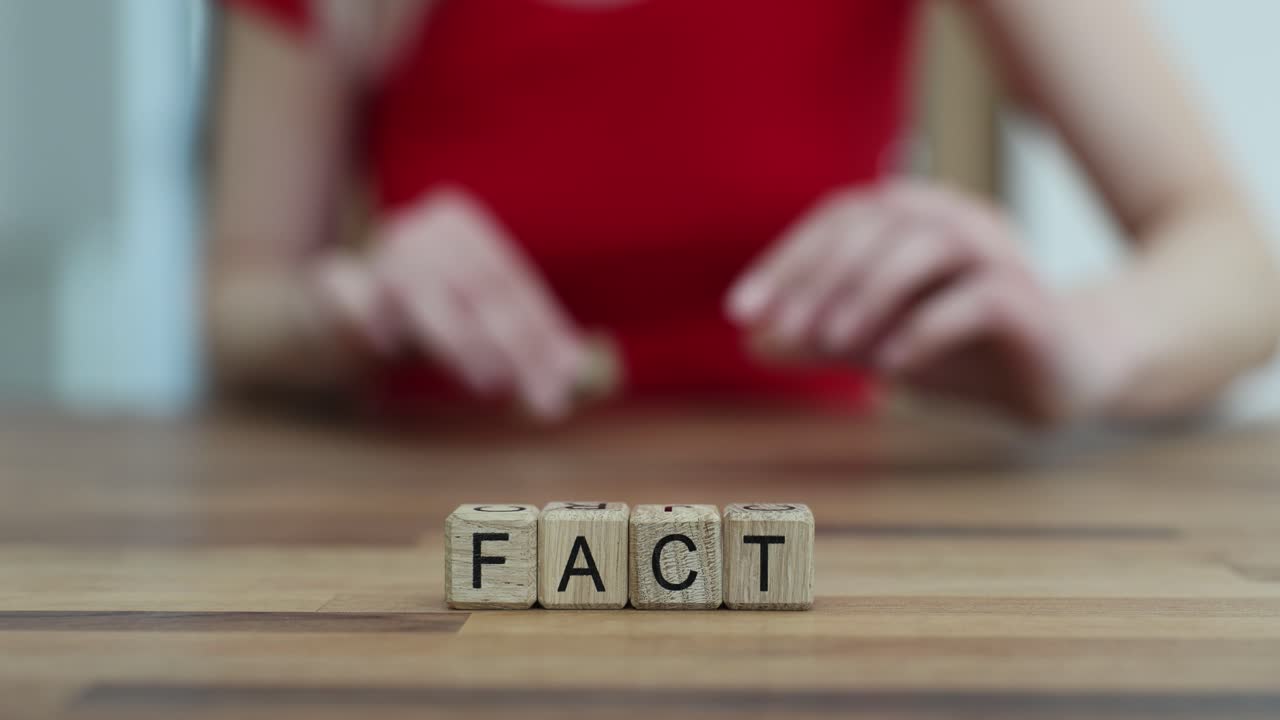 Wooden blocks spelling the word fact