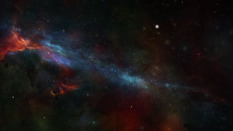travelling in starry space with nebula background