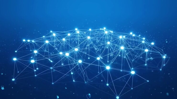 Abstract Digital Network Connection with Glowing Nodes and Lines