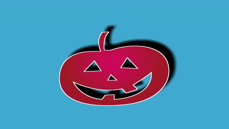 símbolo de la calabaza espeluznante roja de halloween animación gráficos de movimiento en elementos de video de fondo azul