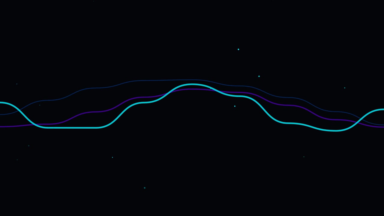Abstract Motion Graphics with Wavy Neon Lines on Dark Background
