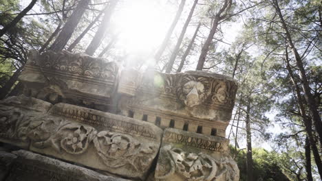 intricate wall craftwork of apollon temple antalya turkey