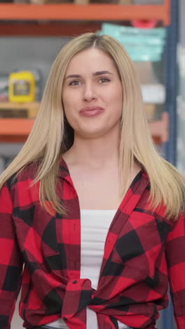 mujer en un almacén