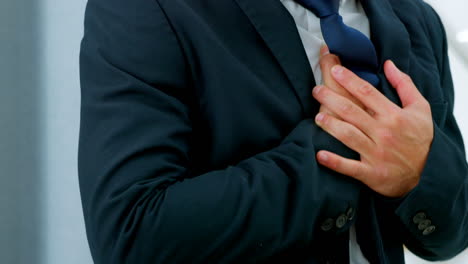 cardio, pain and heart attack by business man
