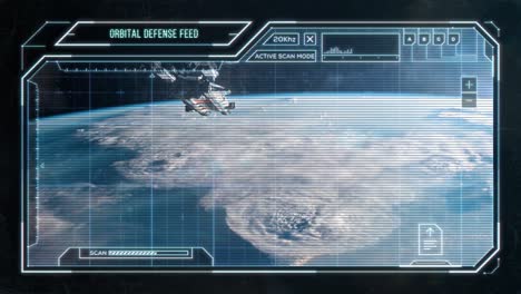 gran nave espacial entrando en órbita terrestre - hud de computadora futurista