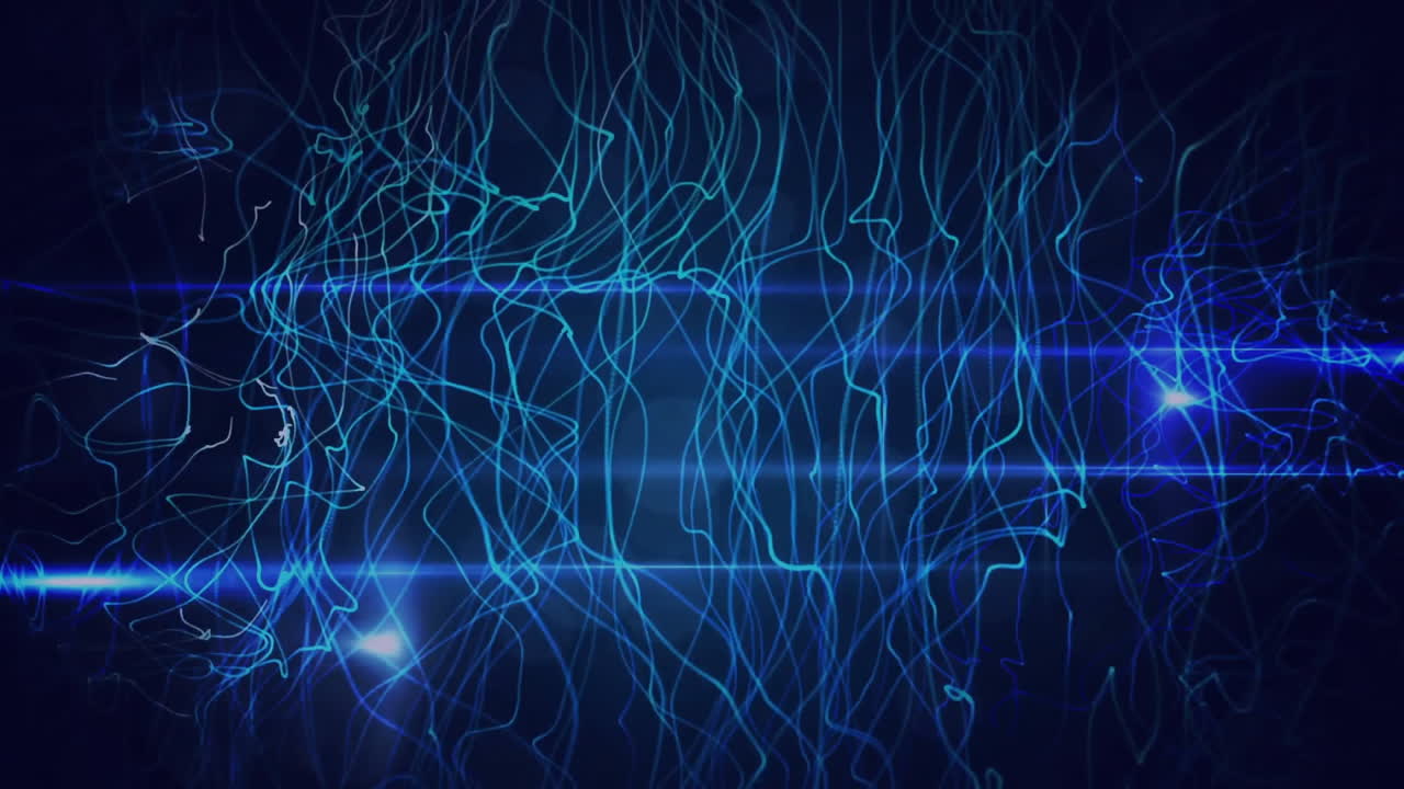 Animation of neon lines moving on black background