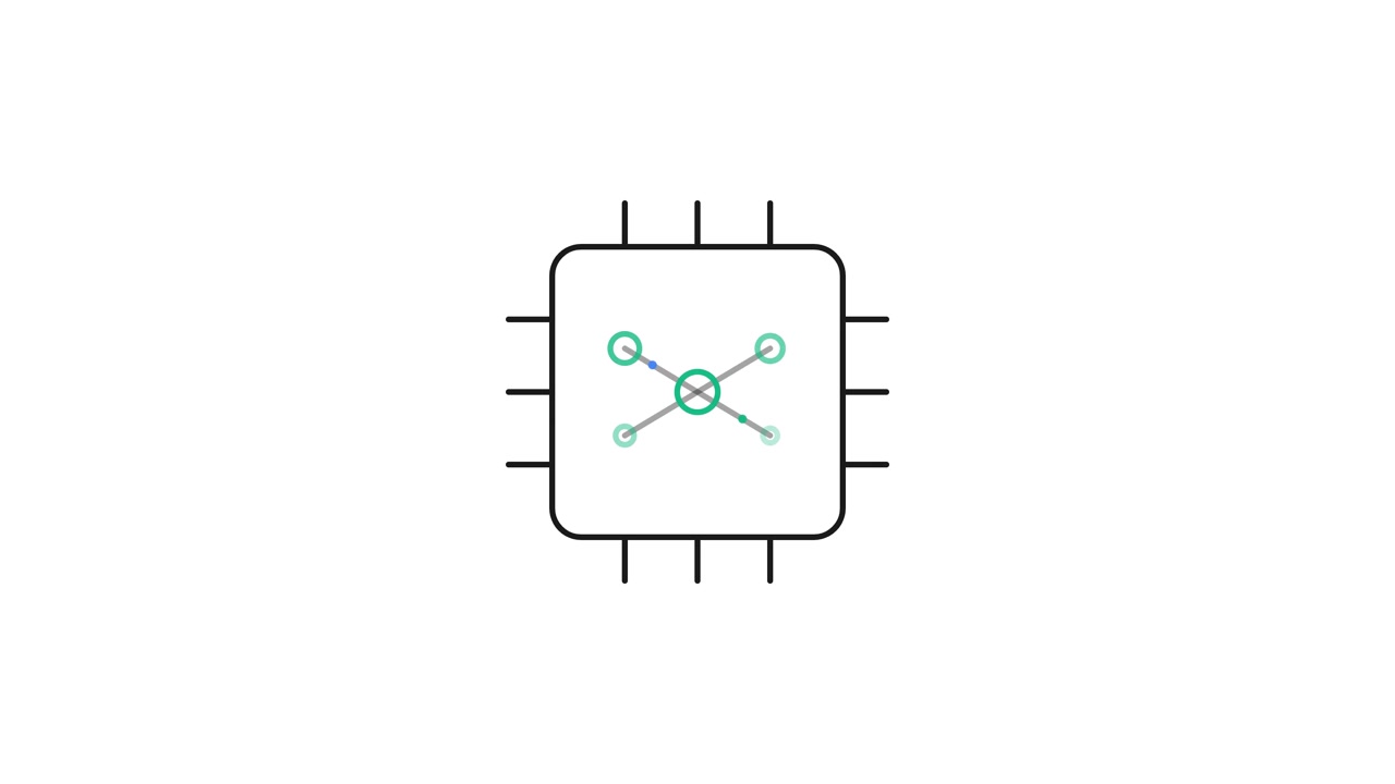 Animated Line Drawing of a Computer Microchip Processor