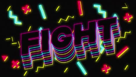 Animation-vintage-video-game-screen-with-word-fight-written