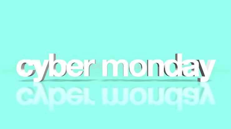 Rolling Cyber Monday text on fresh blue gradient