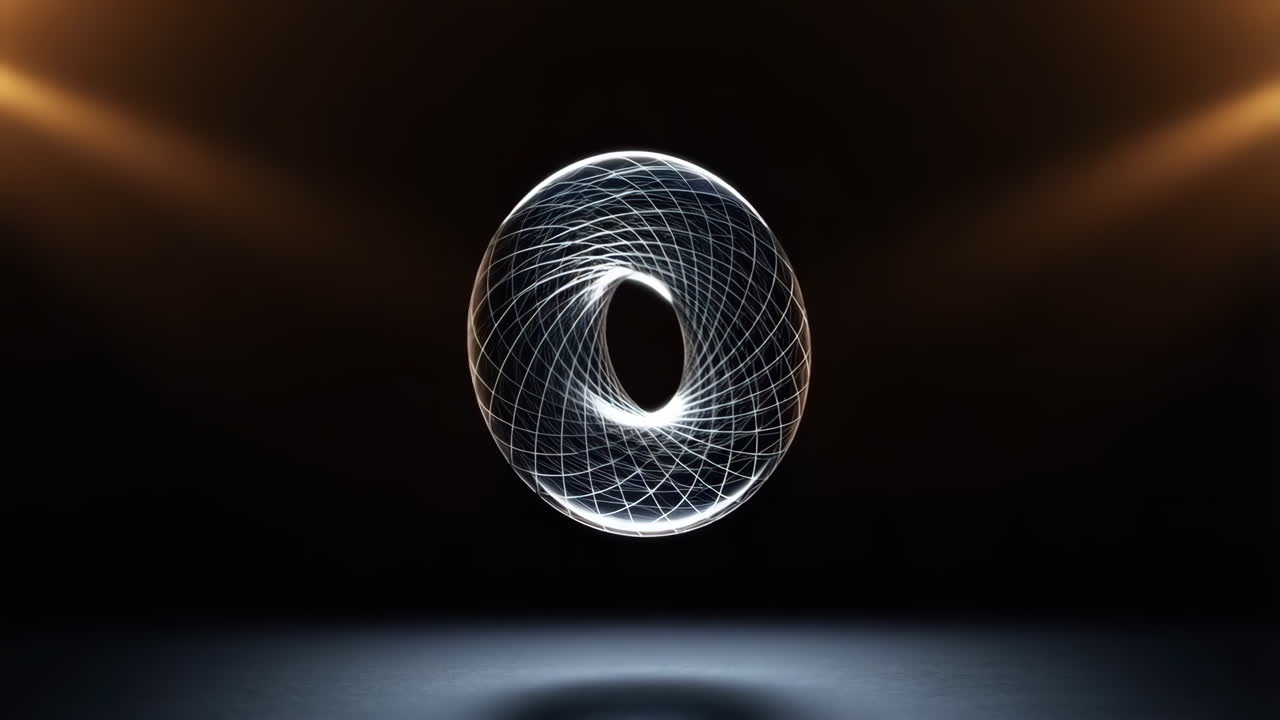 Abstract Glowing Geometric Object in Dark Environment