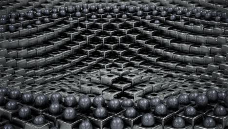 ripples of metal cubes that emit spheres.