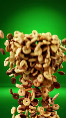 green screen studio background and flying cereal