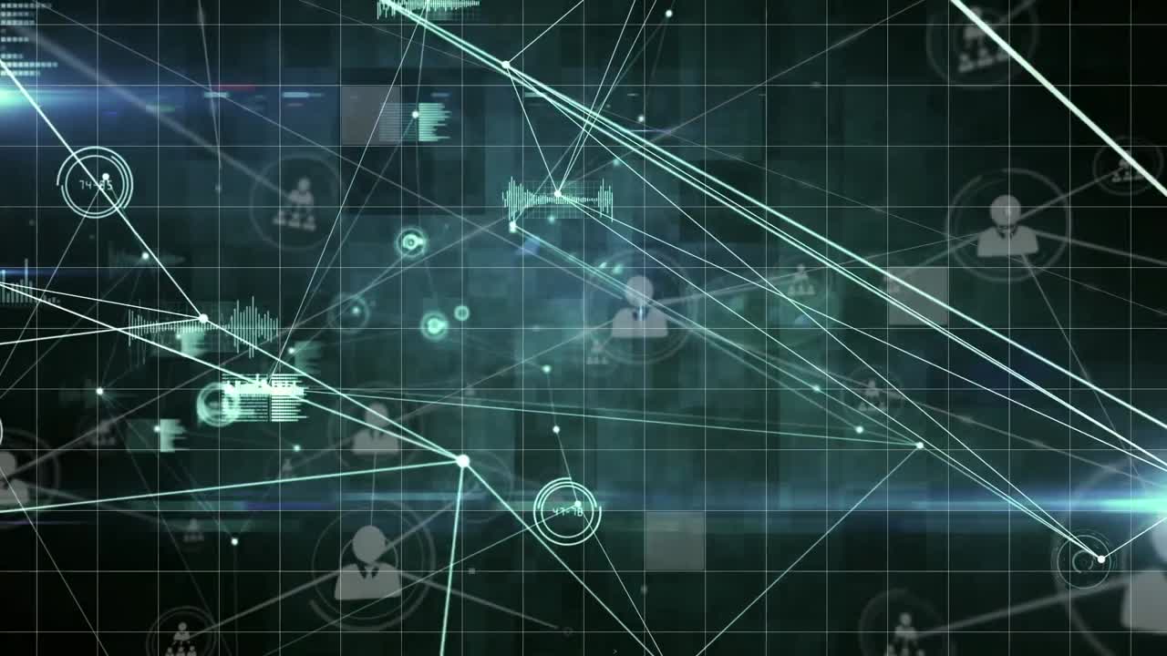 Animation of data processing on black background