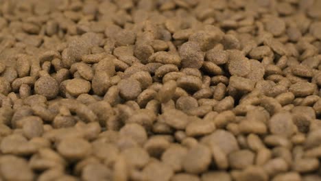 dry granulated dog or cat food fall into pile in shallow dof - slow motion close up