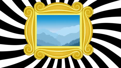 animazione digitale della cornice fotografica sullo sfondo radiale nero e grigio