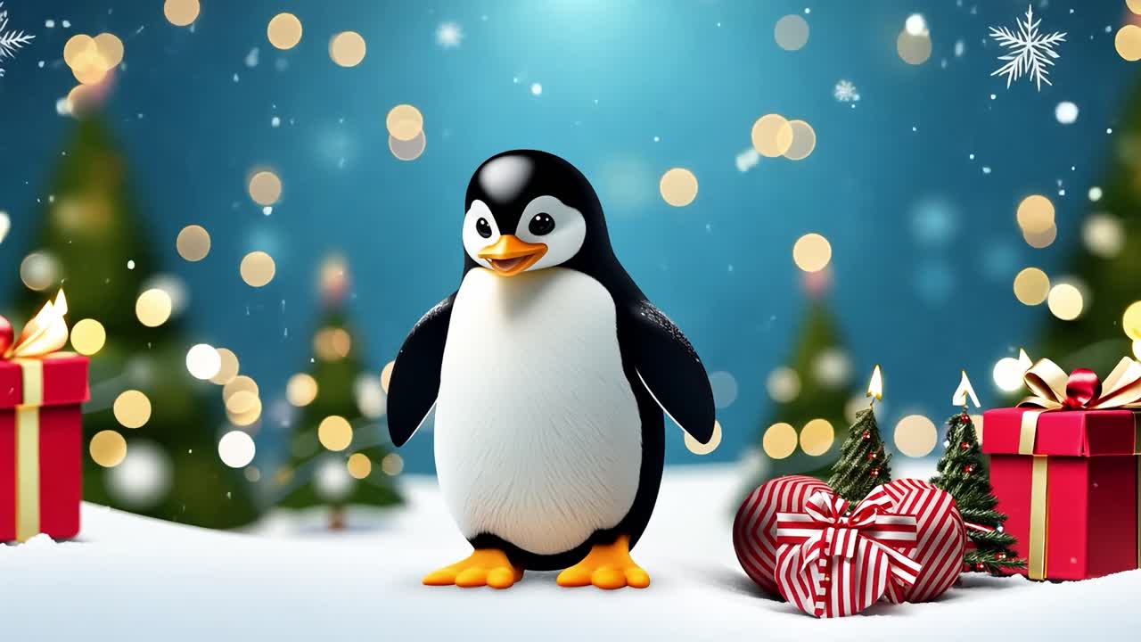 el pingüino lindo de navidad