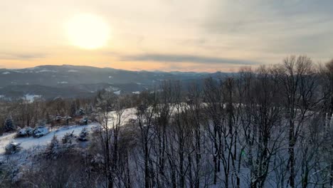 Puesta-De-Sol-En-Invierno-Antena-En-Las-Montañas-Blue-Ridge-Cerca-De-Boone-Nc,-Carolina-Del-Norte