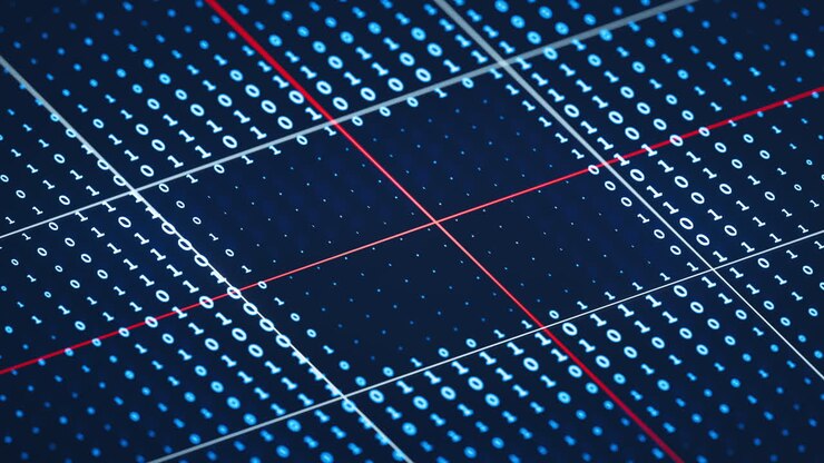 Numbers and binary, period of big data, 3d rendering.
