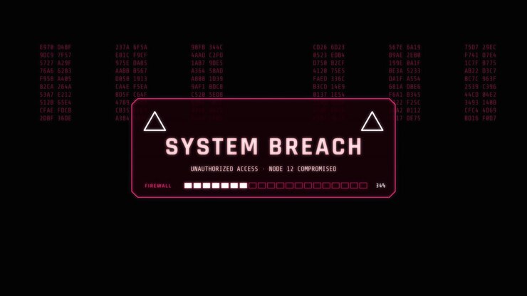 Digital System Breach Warning Interface with Data Streams