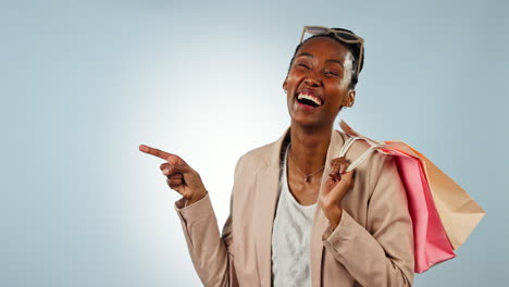 happy black woman, shopping bags