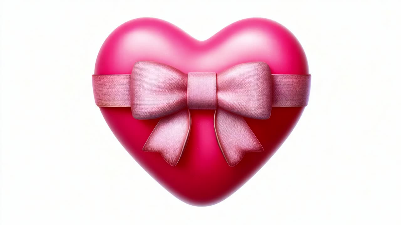 A Beautifully Designed Pink Heart with a Delicate Ribbon Bow, Symbolizing Love, Affection, and Emotion, Perfect for Celebrations and Gifts in a Romantic Context