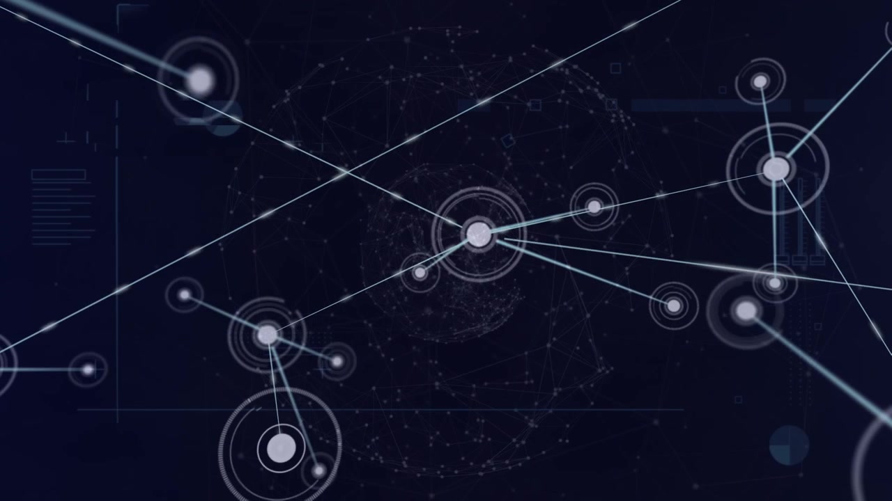 Animation of network of connections over dark background
