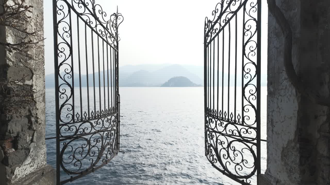 Gate to Lake Como, also known as Heaven's Gate in the gardens of Villa Cipressi, Varenna, Italy