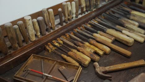 antique carpenter tools on old workshop