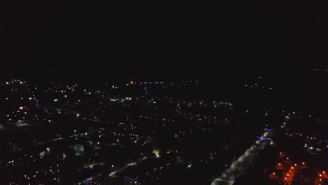 night cityscape view. aerial view of night city view with night sky