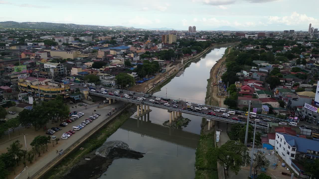 Aerial View Of Marikina River Water Level Bridge In Marikina, Metro Manila, Philippines.
