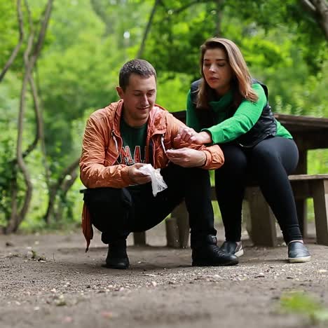 couple in love at nature park