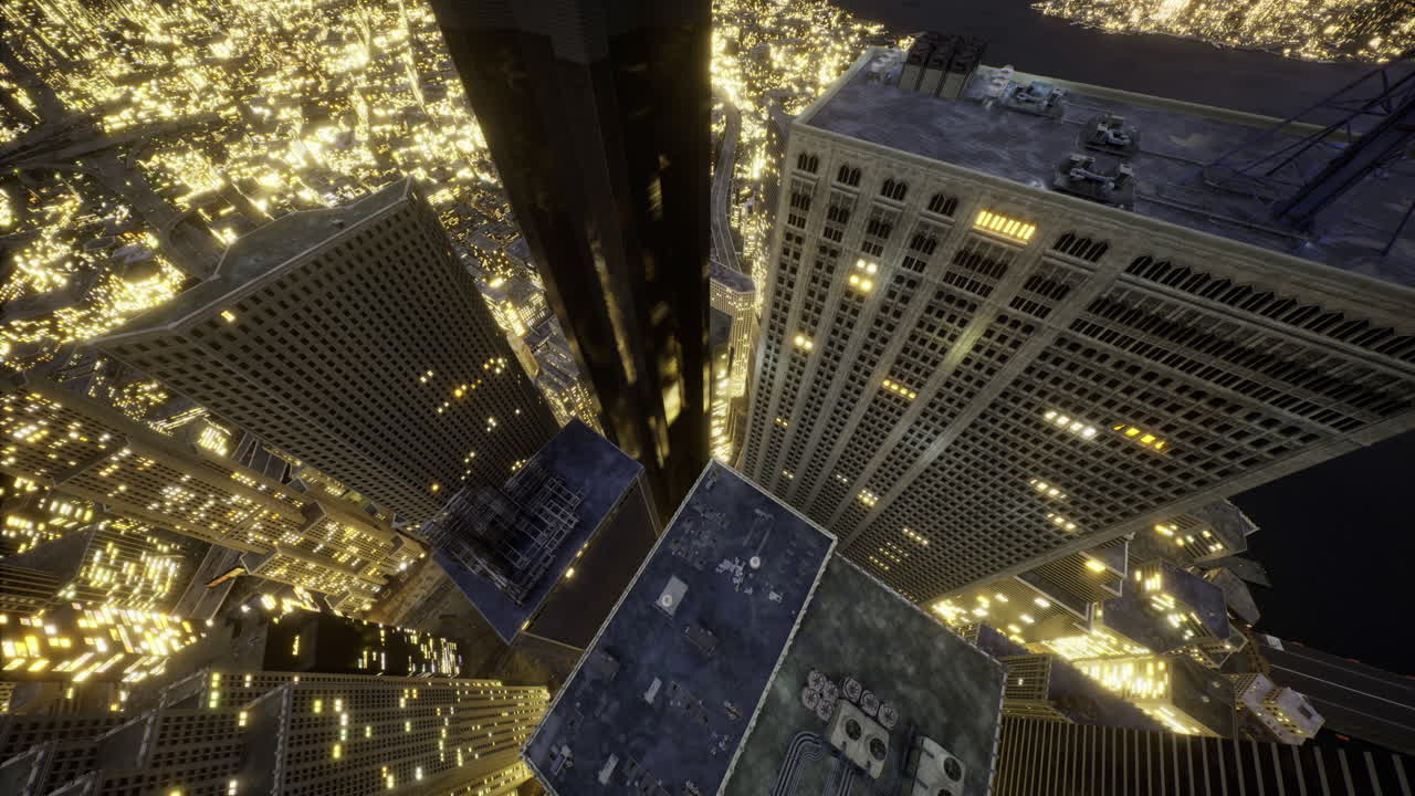 City skyline illuminated at night capturing vibrant energy and movement