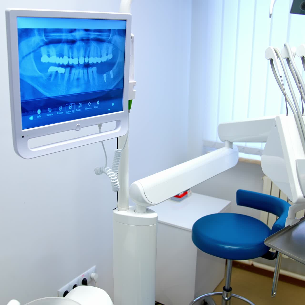 Medical office of dentistry. Interior of new modern dental clinic office with chair
