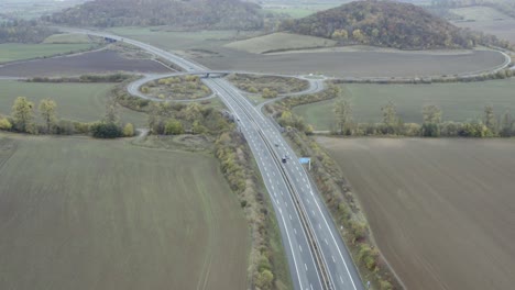 Drone-Aerial-of-empty-Motorway-Autobahn-Freeway-during-the-Corona-pandemic-in-Germany,-Europe