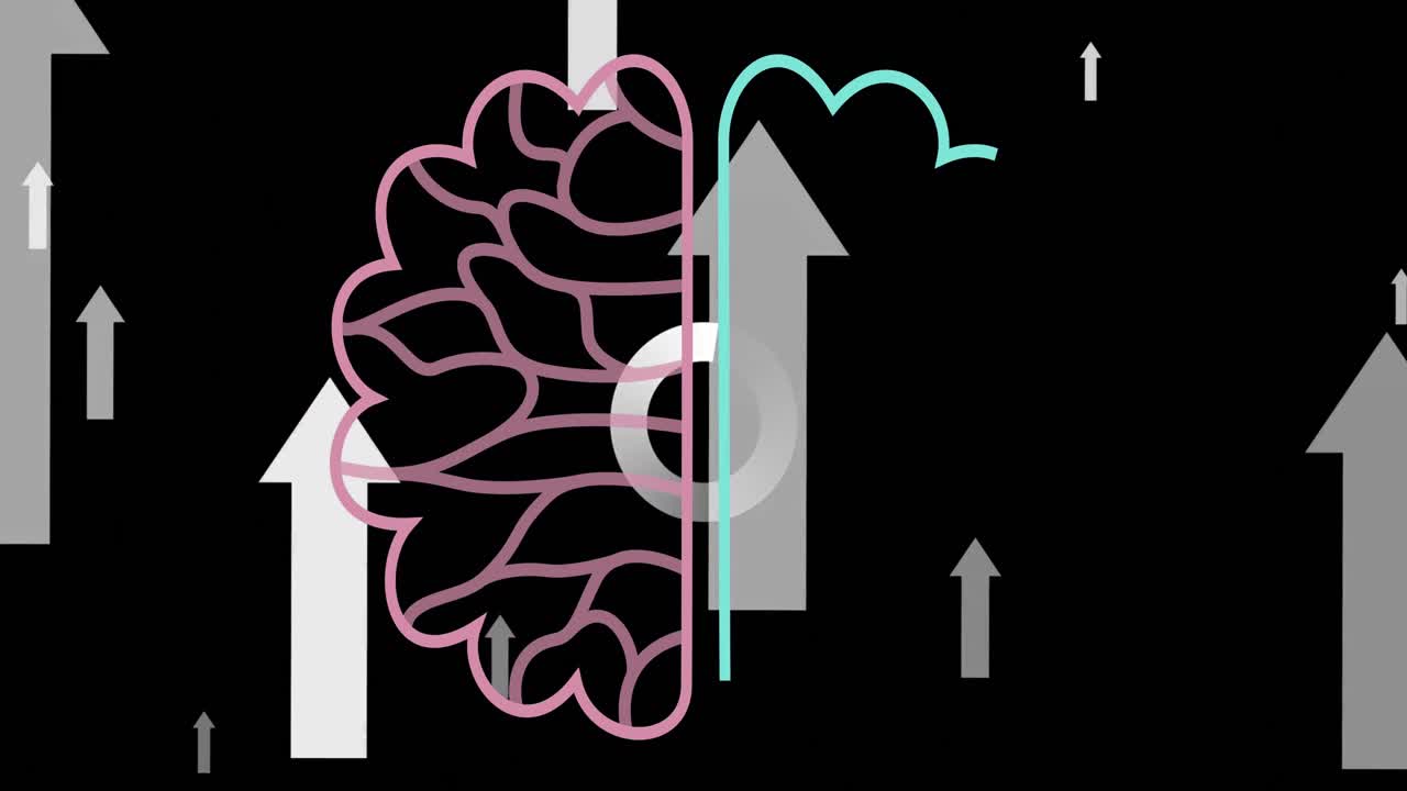 데이터 처리 및 통계 및 화살표 위의 아이콘의 애니메이션