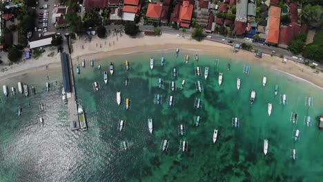 aerial footage padang bai harbor in bali, indonesia