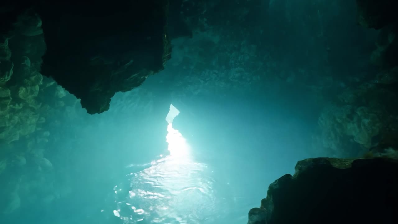 A View Inside an Underwater Cave