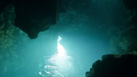 a view inside an underwater cave