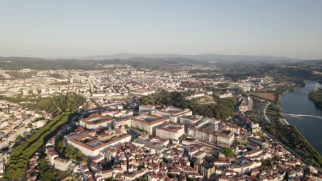 aerial panoramic view of coimbra and surrounding landscape, portugal