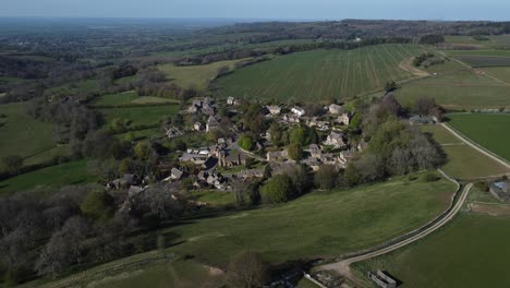 snowshill village cinamatic aerial landscape spring season cotswolds gloucestershire uk