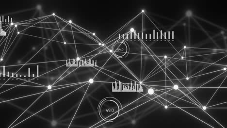 animación de la red de conexiones con nodos brillantes sobre fondo negro