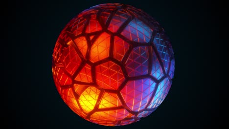 mesh neon sphere in cracks