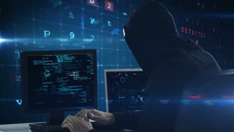 pirata informático usando el ordenador