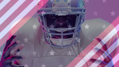 Animation-of-african-american-american-football-player-and-flag-of-usa