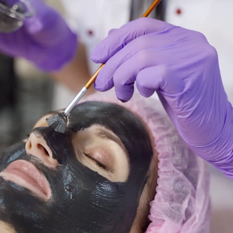 spa facial mask application. spa beauty organic facial mask application at day spa salon.