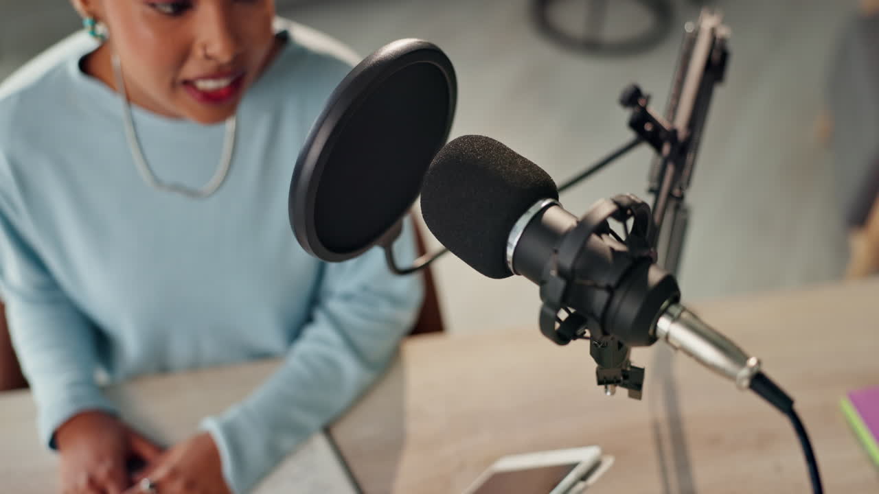 Podcast recording with microphone