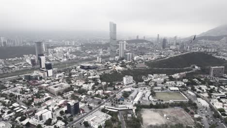 Drone-shoot-at-morning-cloudy-day-at-hasta-bandera-over-obispado-hill-at-Monterrey-City,-Mexico-5