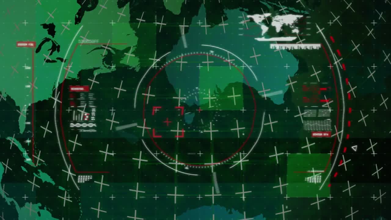 녹색 배경에 전 세계에 대한 데이터 처리 애니메이션