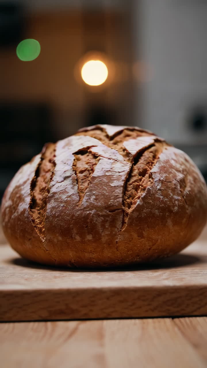 Rustic Loaf of Bread on a Wooden Board