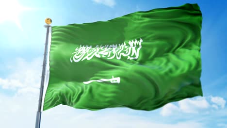 saudi arabia flag seamless looping 3d rendering video. beautiful textile cloth fabric loop waving